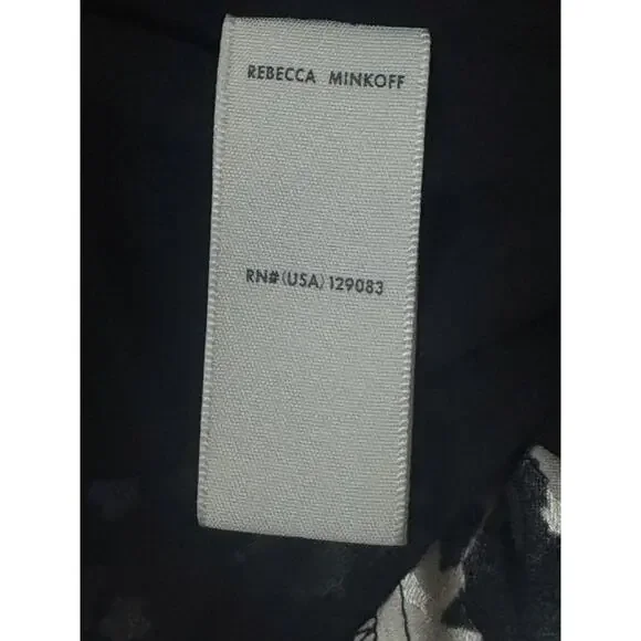 Rebecca Minkoff Assia Faux-Wrap Midi Dress Size S Black Cream Floral Flounce - Picture 13 of 14